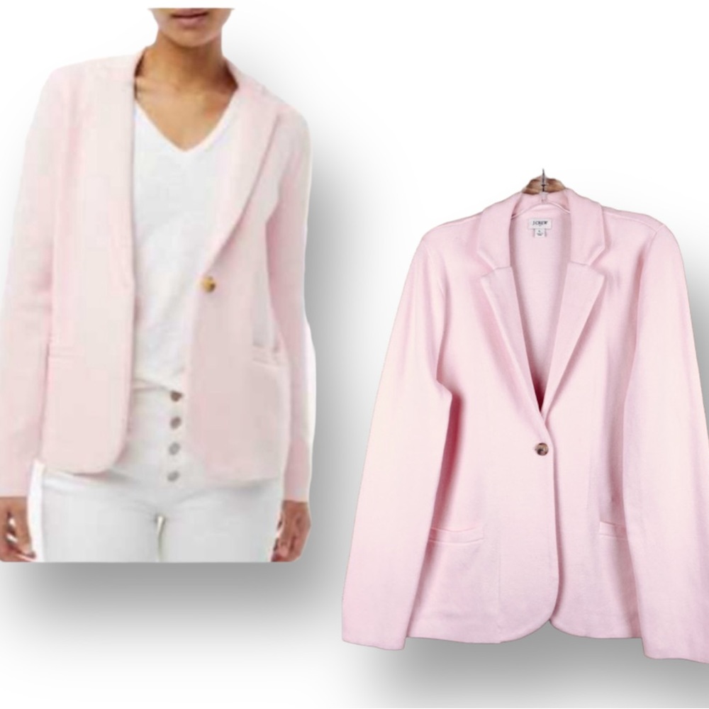 J Crew  Schoolboy 100% Cotton Sweater Blazer Sweet Blush Pink Size L